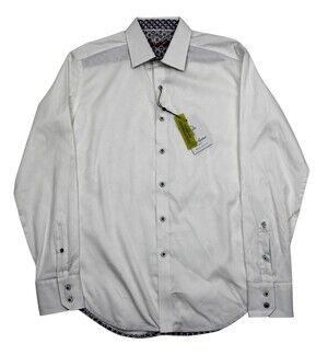 Robert Graham Shirt Mens Small White Paisley Classic Fit Haystack Dress